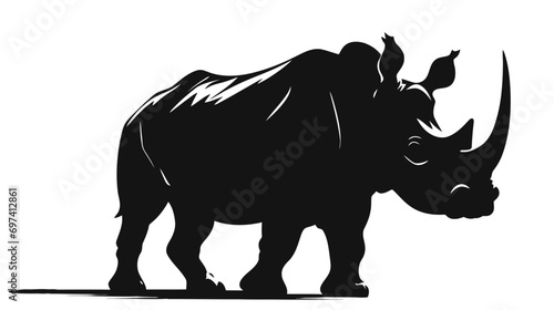 Rhino Animal Silhouette Vector Illustration.