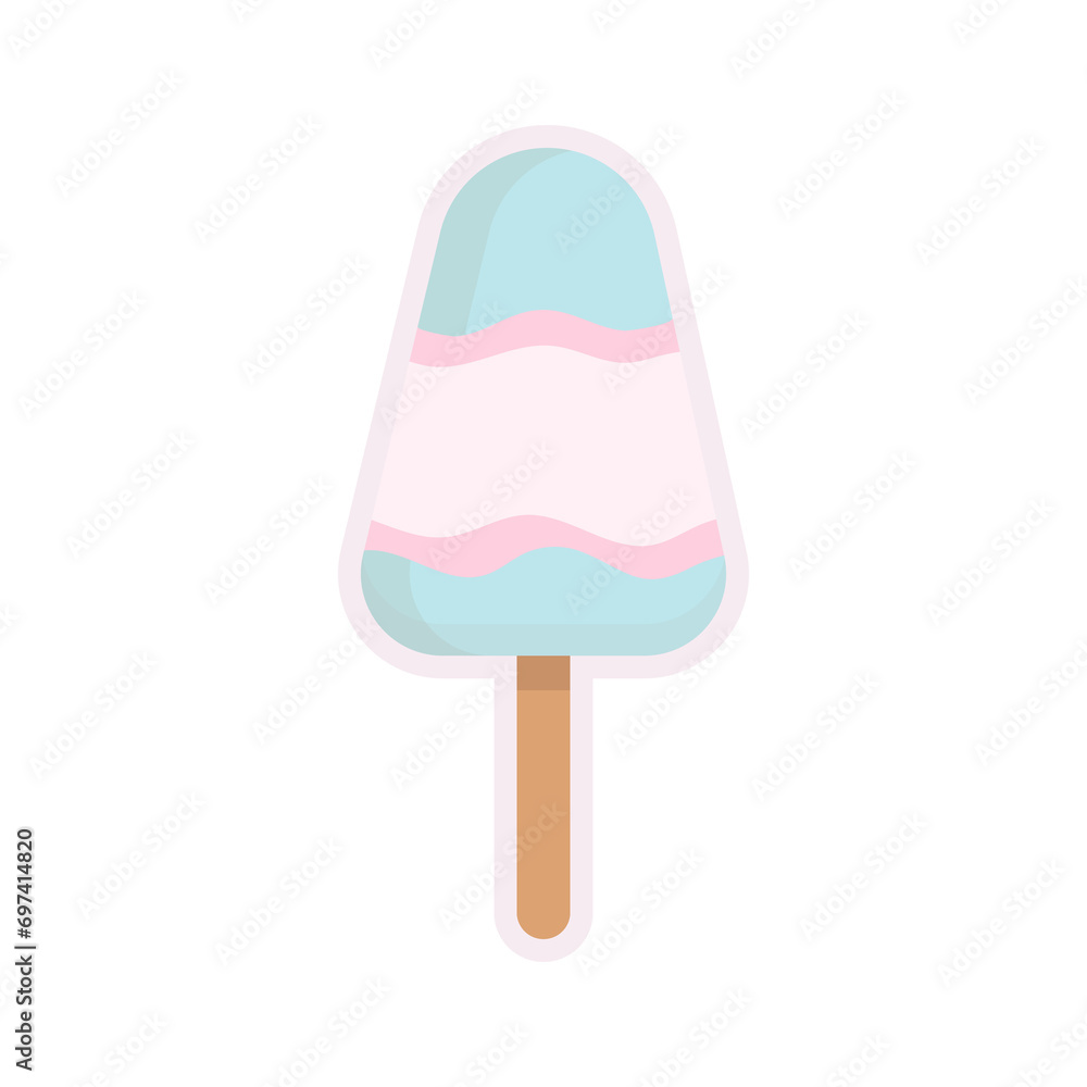 Bubble gum ice cream isolated on white. Cute bubble gum ice cream. Ice lolly sticker. Ice cream vector illustration. Bubble gum ice cream isolated on white. Cute bubble gum ice cream. Ice lolly sticker. Ice cream vector illustration.