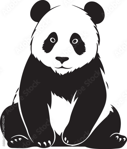 Fototapeta Naklejka Na Ścianę i Meble -  Playful Panda silhouette vector illustration. Playful Panda silhouette, Icon and Sign.