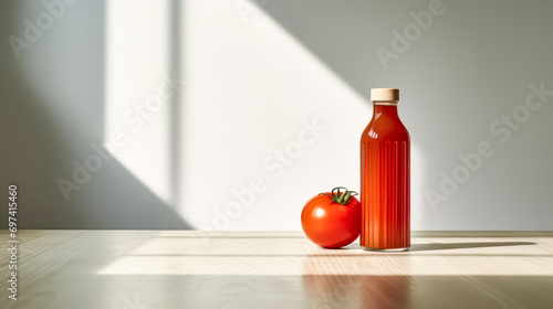 tomato juice in a glass bottle