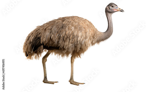 Majestic Ostrich Strutting Across the Savannah Isolated on Transparent Background PNG.