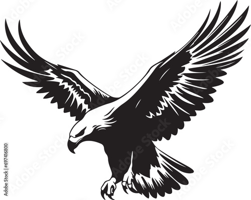 Soaring Eagle silhouette vector illustration. Soaring Eagle silhouette, Icon and Sign.