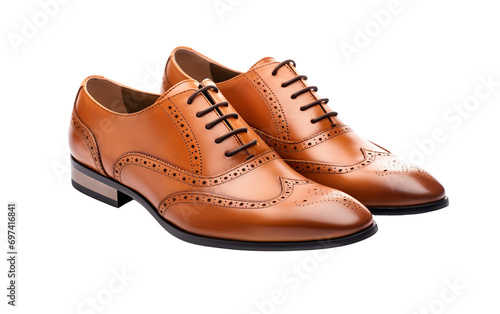 Unveiling the Distinctive Charm of Oxford Wingtip Dress Shoes Isolated on Transparent Background PNG. © Saad