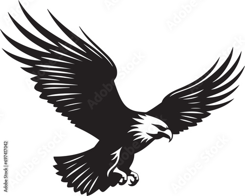 Soaring Eagle silhouette vector illustration. Soaring Eagle silhouette  Icon and Sign.