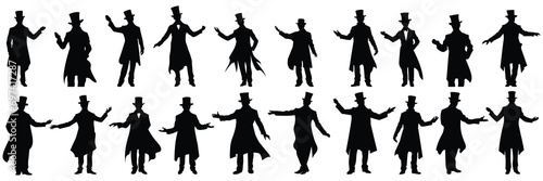 Magician silhouettes set, large pack of vector silhouette design, isolated white background photo