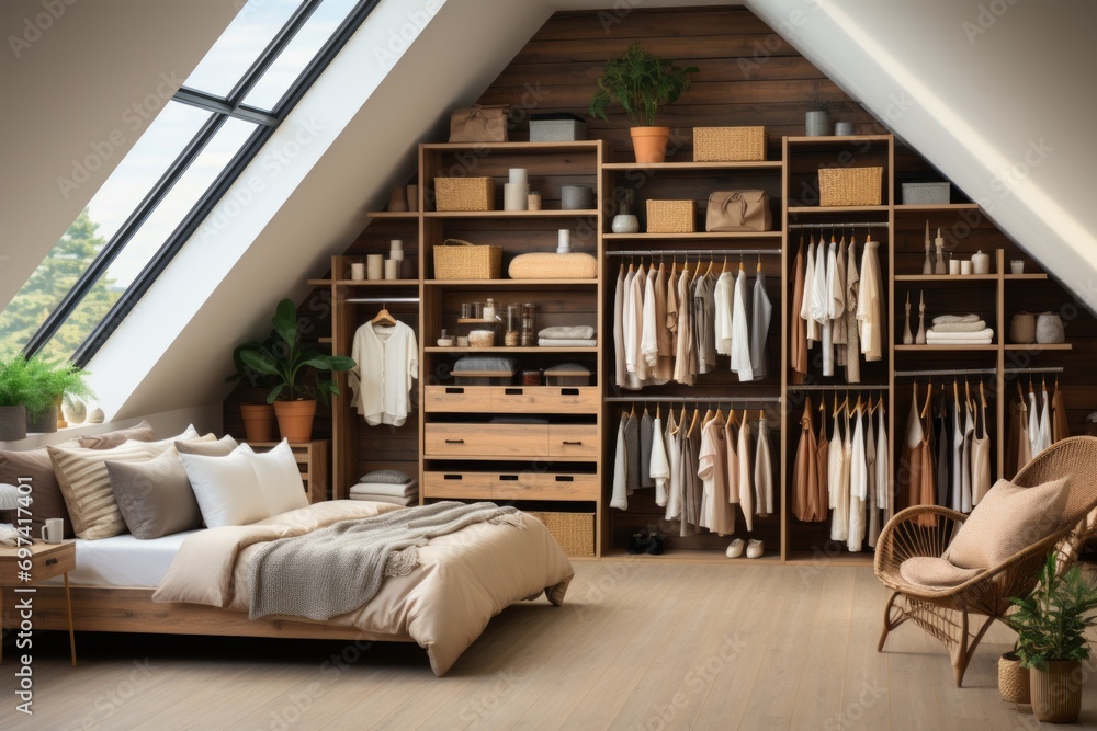 Dressing room
Luxurious wardrobe with soft lighting, built-in wardrobes and central chest of drawers. Interior in warm colors with wooden floors, stylish and functional storage space for clothes Dressing room
Luxurious wardrobe with soft lighting, built-in wardrobes and central chest of drawers. Interior in warm colors with wooden floors, stylish and functional storage space for clothes