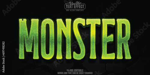Monster editable text effect, customizable horror and zombie 3D font style