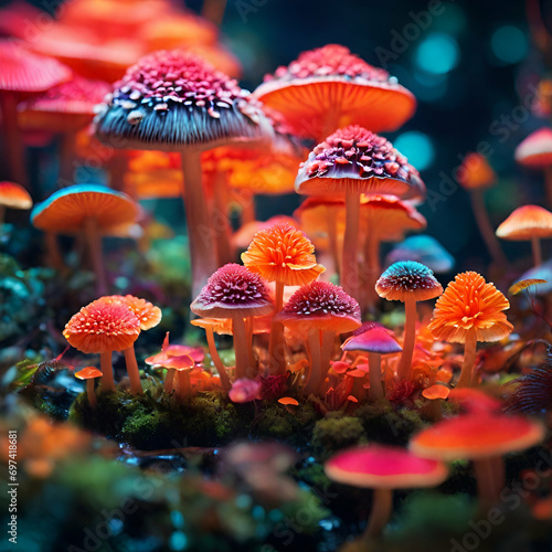 fly agaric mushroom in forest