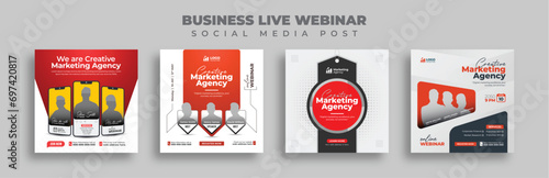 Business Marketing Live Webinar social media post, Digital Marketing Online Webinar Instagram Post, Creative Web Banner Template Design.