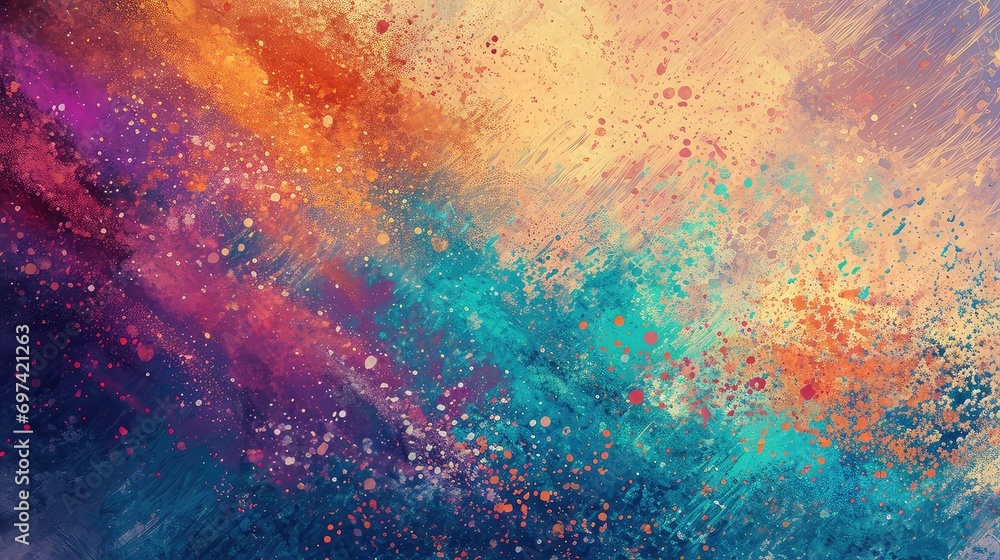 Vibrant Abstract Artwork: A Fusion of Warm and Cool Tones Creating a Dynamic Visual Experience