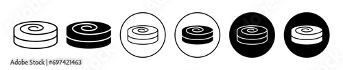 Cinnamon roll icon. sweet bakery food snack bun cookie made of whole wheat grain. homemade cinnamon dessert biscuit logo symbol set. cinnamon roll pastry cake vector set