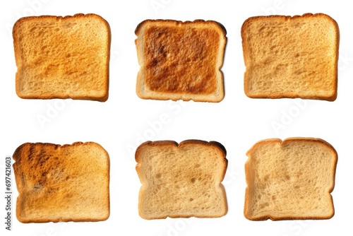 Bread Toasts Isolated, Toasted Sandwich Square Slices, Loaf Pieces for Toast on White Background