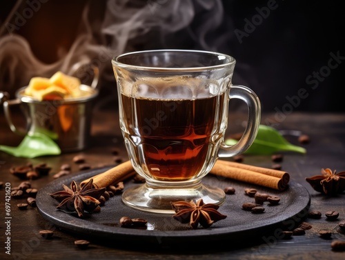 Cardamom Coffee, Cardamon Drink, Black Coffee with Kardamon, Cardamum Spice Beverage, Natural Tonic photo