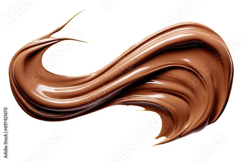 Chocolate Smear Isolated, Melted Chocolate Texture on White Background, Chocolate Sauce Pattern