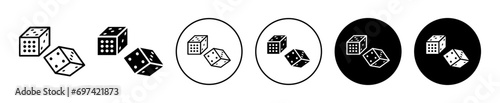 Ludo Dice icon. online poker or ludo game dices of two square to play luck or chance game. six side dots of ludo dice cube with random rolling of domino from 1,2,3,4,5,6 number symbol vector.   