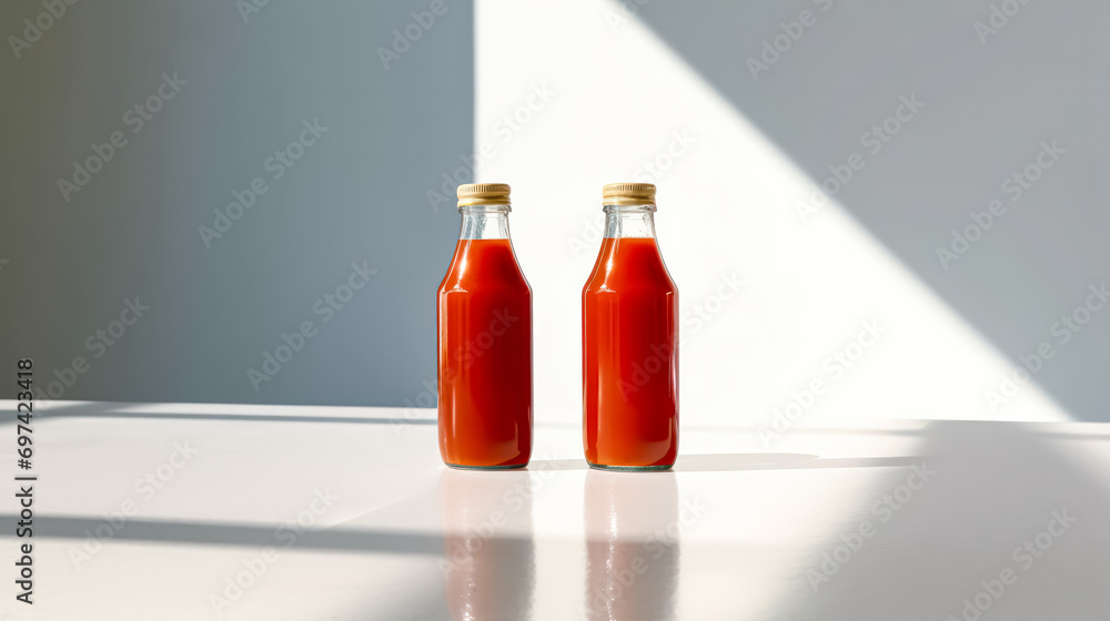 tomato juice in a glass bottle