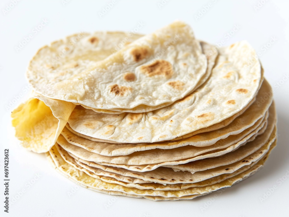 Wheat of Mexican tortillas isolated on white background. Wheat of Mexican tortillas isolated on white background.