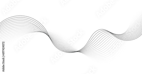 Flowing Dot Wave Pattern Halftone Curve Shape on Transparent Background
