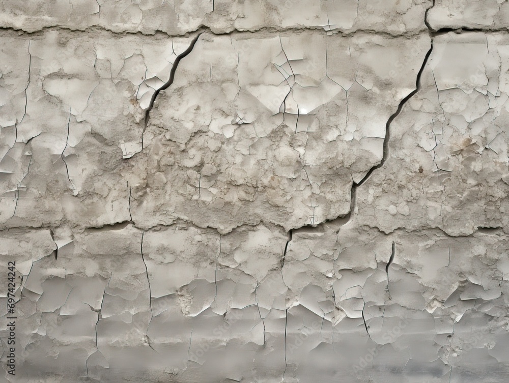 Crack in Old Gray Wall, Consequences of Earthquake Illustration, Cracked Wall Texture, Pattern,