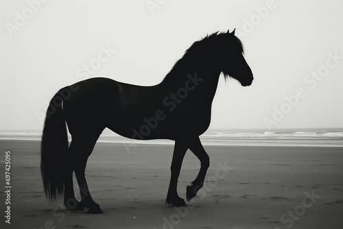An elegant horse gracefully posing by the sea  its beauty complementing the coastal splendor in a stunning display of nature s ar
