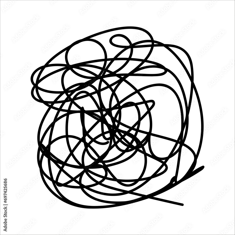 Scribble chaotic thin swirl line. Doodle chaotic swirl line, curls, swirls, twirl, thread, flourishes, chaotic lines. Simple vintage chaotic swirl line element isolated on white background. Drawn line Scribble chaotic thin swirl line. Doodle chaotic swirl line, curls, swirls, twirl, thread, flourishes, chaotic lines. Simple vintage chaotic swirl line element isolated on white background. Drawn line