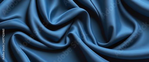 Abstract background of blue crumpled fabric. Cloth with folds. Colorful illustration. Generative AI