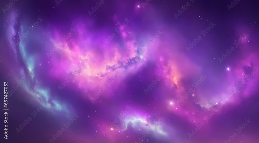 Celestial Dreams - Embark on a cosmic journey with galactic swirls in deep purples, blues, and pinks, accented with silver or gold Background. Generative AI