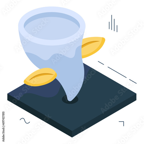An isometric design icon of typhoon, editable vector 