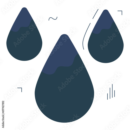 An isometric design icon of water drops