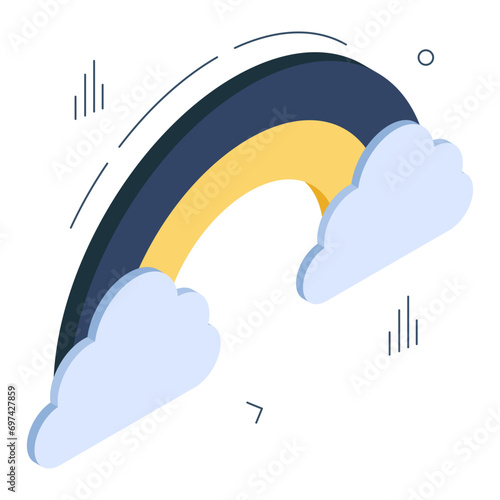 An eye catching icon of rainbow, isometric style 