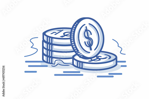 Money change line icon, featuring a continuous one-line design with a subtle curl photo