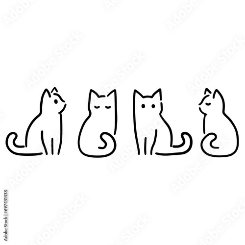 cats line art hand drawn illustration design