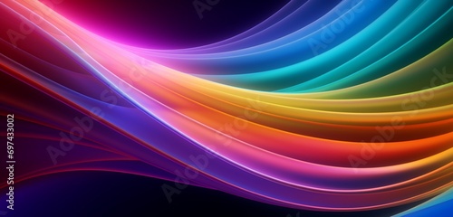 Neon light design showcasing a spectrum of rainbow colors in a gradient on a smooth 3D background
