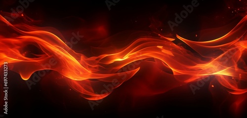 Neon light design with a cascade of fiery red and orange flames on a dynamic 3D background