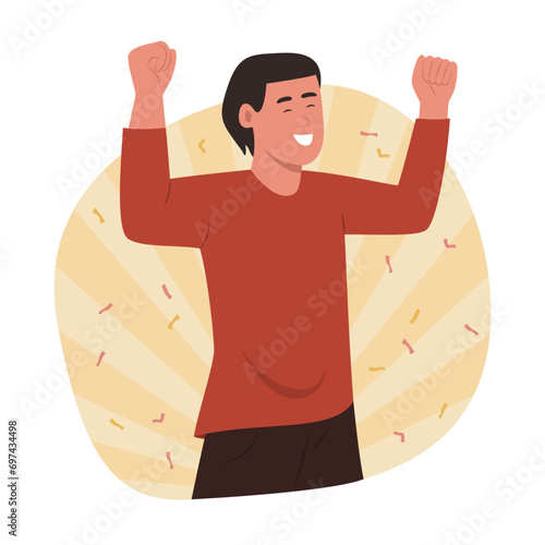 Young Man Feeling Happy and Glad Concept Illustration