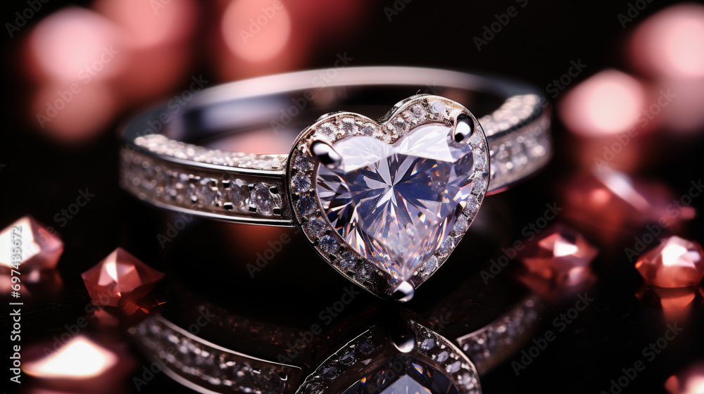 Wedding rings with precious stones in the shape of a heart Wedding rings with precious stones in the shape of a heart