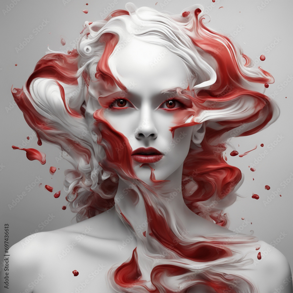 Biało czerwona kobieta - obrazy, fototapety, plakaty 