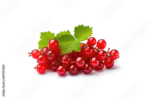 Red currant bunch isolated, Redcurrant pile, ripe red currant berries group on white background