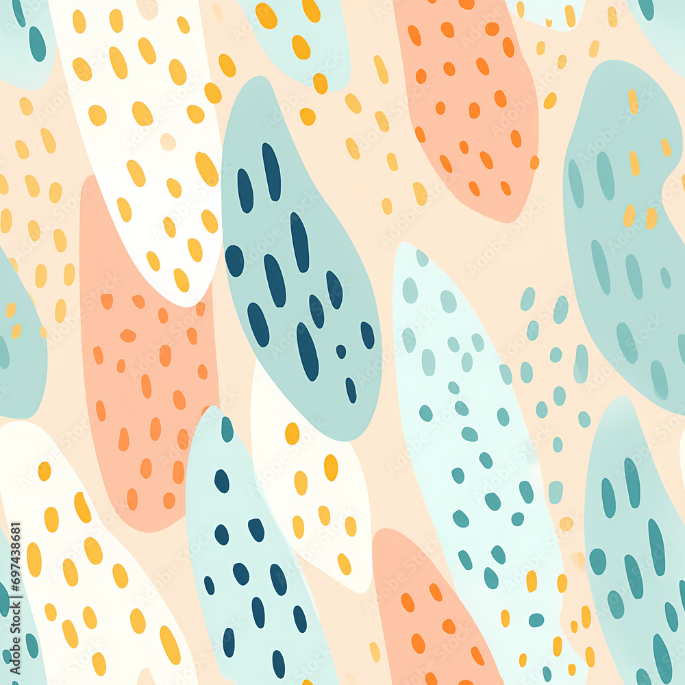 Abstract seamless pattern with wavy shapes with lines in pink, green, blue, mint, yellow, beige, pink, red colors. Repeating pattern for background, graphic design, print, interior, paper Abstract seamless pattern with wavy shapes with lines in pink, green, blue, mint, yellow, beige, pink, red colors. Repeating pattern for background, graphic design, print, interior, paper