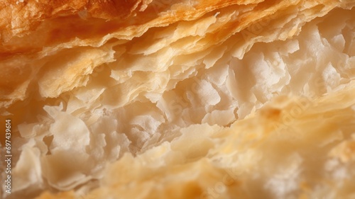 Close-up of flaky croissant texture