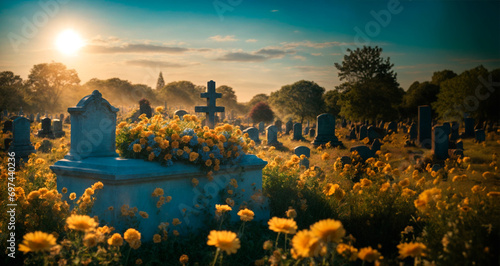 Vida e Lembrança: Cemitério Sob a Luz Diurna na Expressão do Respeito photo