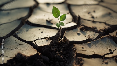 A small plant sprouting out of the ground. Generative AI.