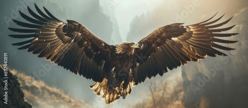 Eagle expanding its wings in the east. photo