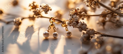 Gentle photographs of dainty and elegant gold earrings.