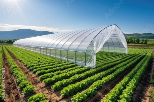 Aerial View of Greenhouse on a field