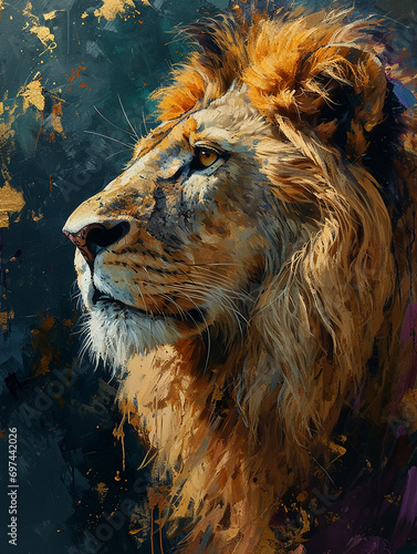 Creative illustration of a regal lion