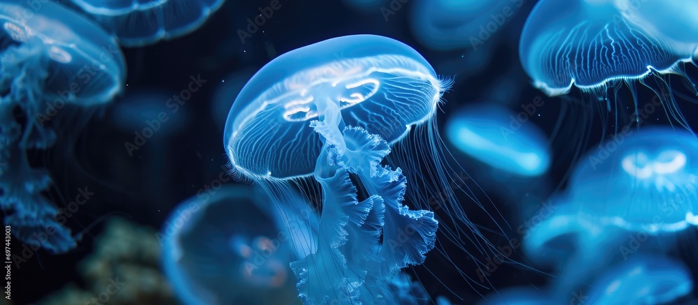 Moon jellyfish from the sea. - obrazy, fototapety, plakaty 