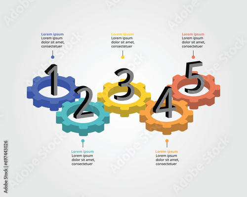 cog element for system template for infographic for presentation for 5 element