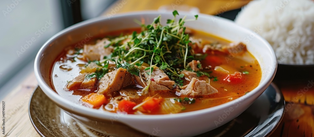 Soup with pork and rice Soup with pork and rice