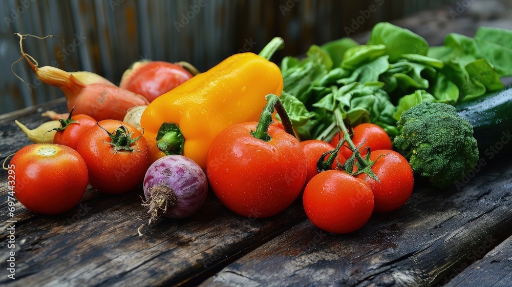 A Variety of Fresh Vegetables Arranged on a Table A Variety of Fresh Vegetables Arranged on a Table